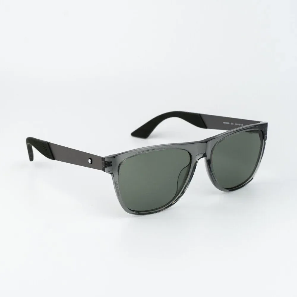 Montblanc Men Sunglasses Grey Ruthenium Green Square MB0298S 003 NEW AUTHENTIC